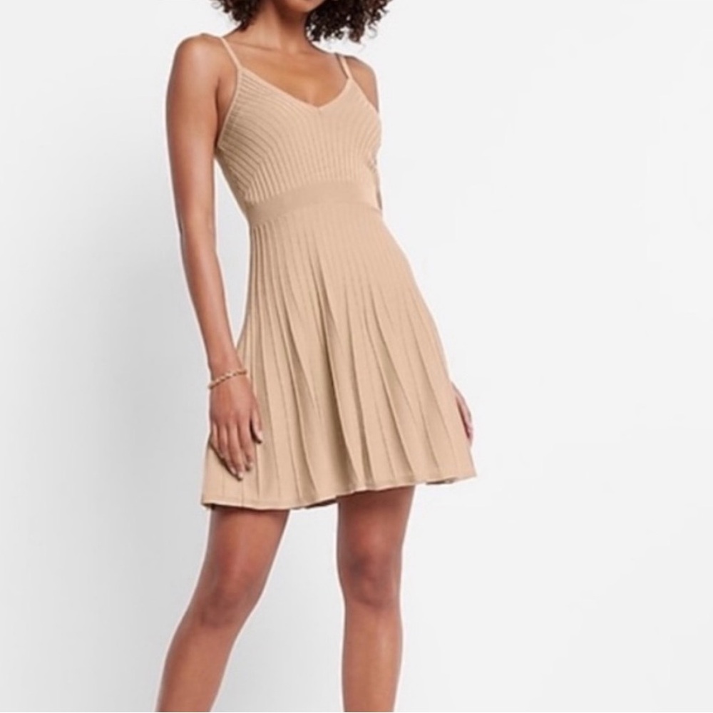 Express Tan Ribbed Dress - Picture 2 of 5